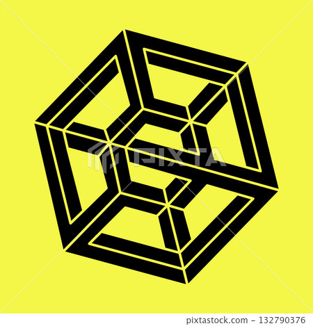 Optical illusion shapes. Optical art object. Impossible figure. Sacred geometry. Optical illusion shapes. Optical art object. Impossible figure. Sacred geometry. 132790376