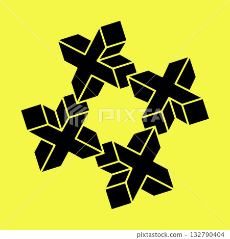 Impossible shapes, optical illusion, vector. Escher paradox. Optical art object. Geometric figure.  132790404
