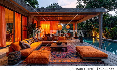 海外豪華別墅露台 132790736