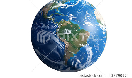 Realistic Earth globe showing South America and North America continents planet world 132790971