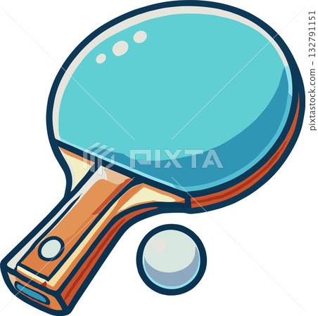 Simple table tennis racket and ball illustration Simple table tennis racket and ball illustration 132791151