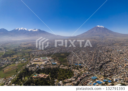Aerial view of the Ccity of Arequipa. Aerial view of the Ccity of Arequipa. 132791393