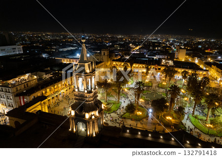 Aerial view of the city of Arequipa from the Plaza de Armas. 132791418