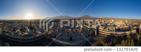 Aerial view of the city of Arequipa from the Plaza de Armas. Aerial view of the city of Arequipa from the Plaza de Armas. 132791420