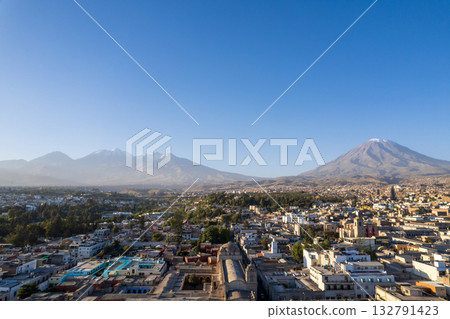 Aerial view of the city of Arequipa from the Plaza de Armas. 132791423