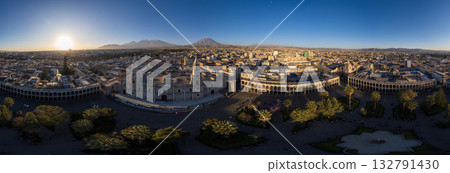Aerial view of the city of Arequipa from the Plaza de Armas. 132791430