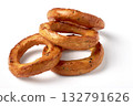Salted pretzels with poppy seeds isolated on a white background. 132791626