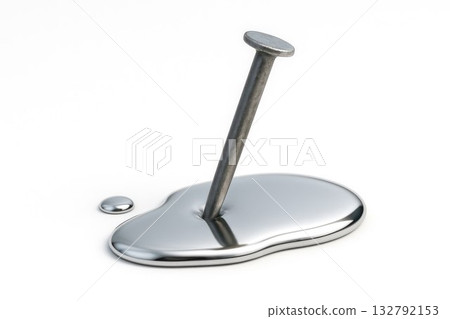 A nail frozen in liquid metal is a symbol of strength and flexibility. A nail frozen in liquid metal is a symbol of strength and flexibility. 132792153