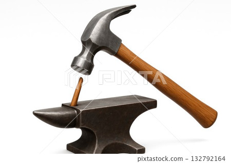 The hammer drives the nail with the reverse side. 132792164