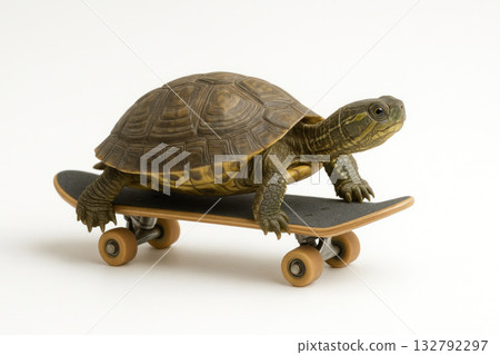 A turtle rides a skateboard. A turtle rides a skateboard. 132792297
