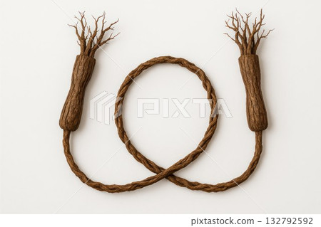 Tree roots connected by a rope. Tree roots connected by a rope. 132792592
