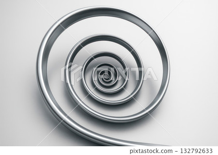 A metal spiral that smoothly goes into the center of the composition. 132792633