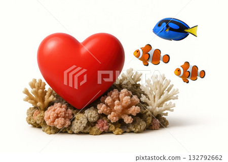 A red heart among corals and tropical fish. A red heart among corals and tropical fish. 132792662