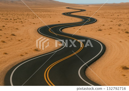 A deserted road winding through the hills. A deserted road winding through the hills. 132792716