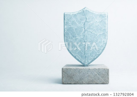 Ice shield on a pedestal. Space for text. 132792804