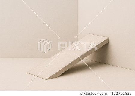 An inclined plane between two walls in an empty room. Space for text. An inclined plane between two walls in an empty room. Space for text. 132792823