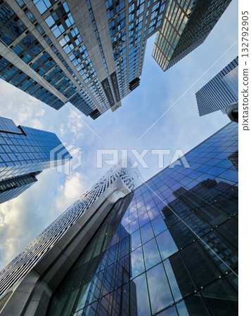 Glass Skyscraper Facade Upward View Glass Skyscraper Facade Upward View 132792905