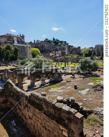 Ancient Roman Ruins on Hill Ancient Roman Ruins on Hill 132792922