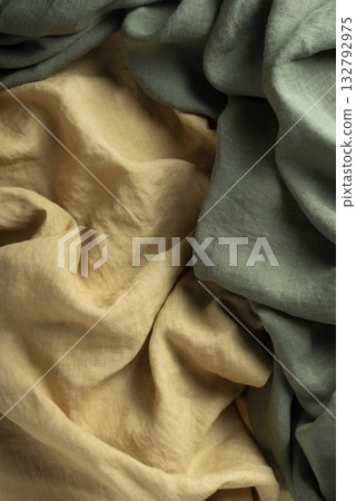 Yellow and green color Linen fabric texuture Yellow and green color Linen fabric texuture 132792975