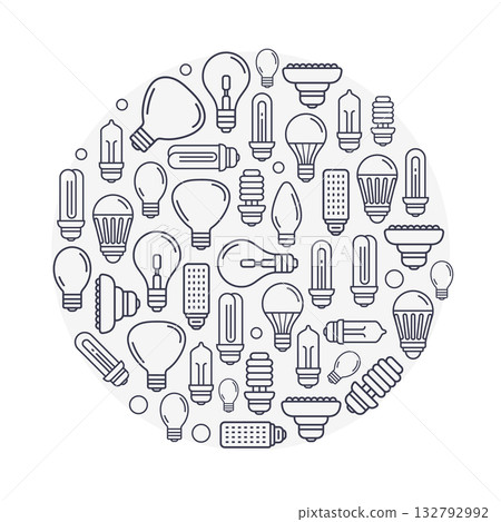 Light bulb line idea icon set. Outline lamp bulb simple pictogram infographic sign Light bulb line idea icon set. Outline lamp bulb simple pictogram infographic sign 132792992