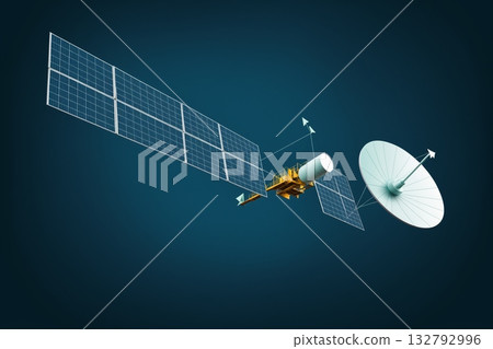 Satellite With Large Dish Antenna 041125 132792996