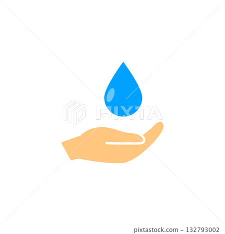 Hand holding water drop care conservation natural resources clean design eco friendly concept 132793002