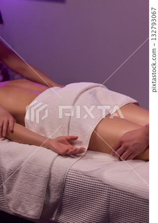 Enjoy a Relaxing Leg Massage Therapy Session for Wellness and Relaxation at the Spa 132793067