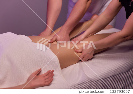 Enjoy a Relaxing Leg Massage Therapy Session for Wellness and Relaxation at the Spa 132793097
