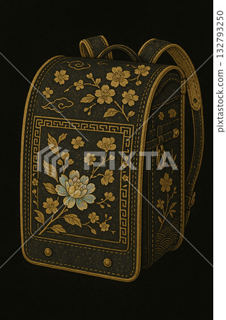 金色日式圖案書包 | 傳統與現代花卉圖案的融合 132793250