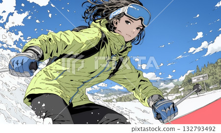Young woman enjoying skiing 132793492