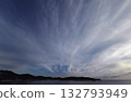 Evening sky with various clouds spreading radially, winter, ultra-wide angle, sky-focused, 240202pm 132793949