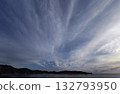 Evening sky with various clouds spreading radially, winter, ultra-wide angle, sky-focused, 240202pm 132793950
