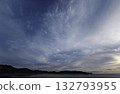 Evening sky with various clouds spreading radially, winter, ultra-wide angle, sky-focused, 240202pm 132793955