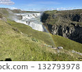 Gullfoss, the Golden Waterfall, is a waterfall in southern Iceland, with a beautiful rainbow appearing in the foreground. 132793978