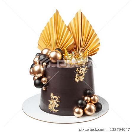 Luxurious dessert with gold accents, Opulent chocolate confection with shimmering adornments, Sophisticated art deco cake decorated with metallic spheres and golden Luxurious dessert with gold accents, Opulent chocolate confection with shimmering adornments, Sophisticated art deco cake decorated with metallic spheres and golden 132794047