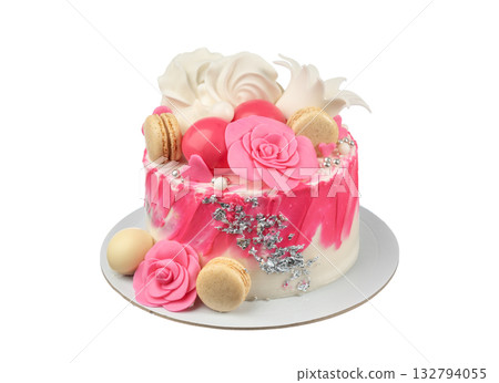 Beautiful wedding dessert, Elegant pink sweet centerpiece, Soft pastel cake with decorative embellishments, Charming bridal event cake featuring delicate decorations Beautiful wedding dessert, Elegant pink sweet centerpiece, Soft pastel cake with decorative embellishments, Charming bridal event cake featuring delicate decorations 132794055