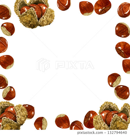 栗木邊框 - 手繪水彩插畫背景,描繪了秋季植物 栗木邊框 - 手繪水彩插畫背景,描繪了秋季植物 132794640