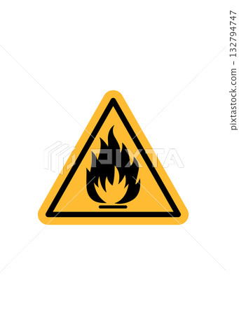 Flammable materials warning sign stock illustration. 132794747