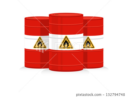 Group of red oil drums isolated stock illustration Group of red oil drums isolated stock illustration 132794748