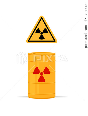 Radioactive barrel and Sign of radiation stock illustration 132794758