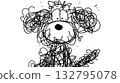 用捲曲條繪製的毛茸茸的小狗插圖 132795078