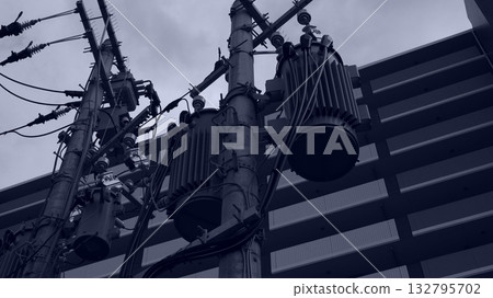 Electric pole with wires attached 132795702
