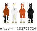 Illustration of four horses from the front Illustration of four horses from the front 132795720