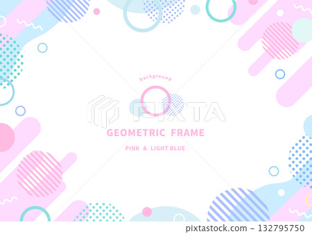 柔和可愛的孟菲斯風格背景（適用於春季、美容和促銷設計） 132795750