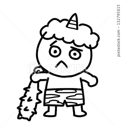 Cute demon line drawing illustration 132795815