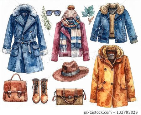 Winter fashion items 132795829