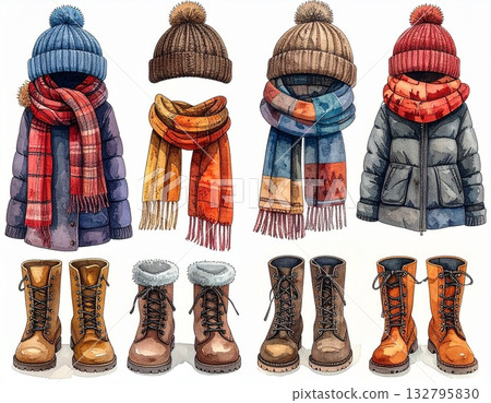 Winter fashion items 132795830