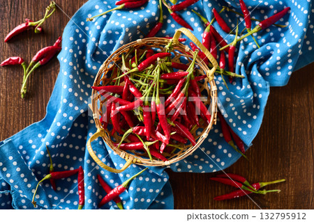 Chili peppers in a basket 132795912