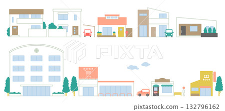 房屋和商店 - 城市景觀建築套裝 房屋和商店 - 城市景觀建築套裝 132796162