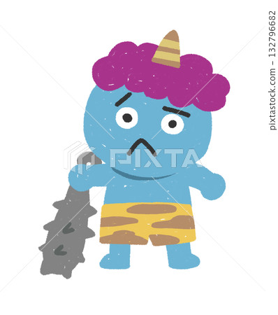 Cute blue demon illustration Cute blue demon illustration 132796682